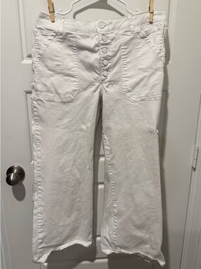 Democracy White High-Rise Button-Fly Wide Leg Jeans